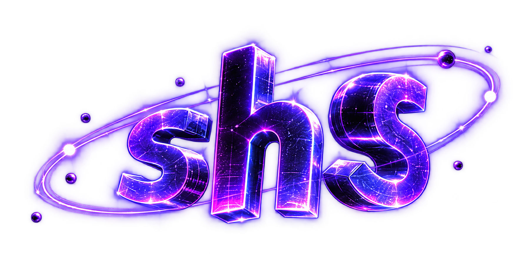 Glowing three-dimensional shS logo